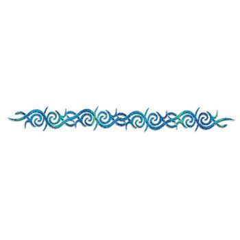 Glitter Blue Wave and Swirl Band Design Water Transfer Temporary Tattoo(fake Tattoo) Stickers NO.12269
