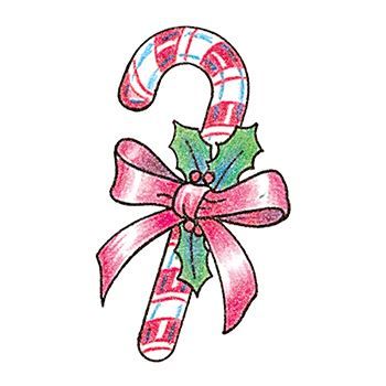 Glitter Candy Cane with Ribbon Design Water Transfer Temporary Tattoo(fake Tattoo) Stickers NO.12902