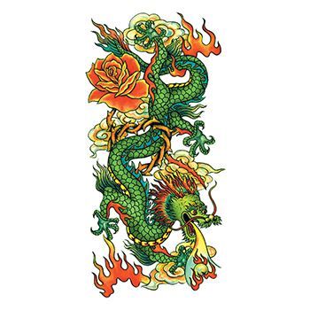 Glitter Chinese Dragon Design Water Transfer Temporary Tattoo(fake Tattoo) Stickers NO.11879