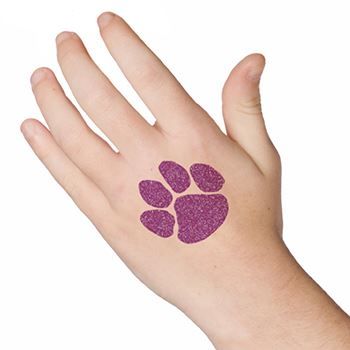 Glitter Purple Paw Print Design Water Transfer Temporary Tattoo(fake Tattoo) Stickers NO.13110