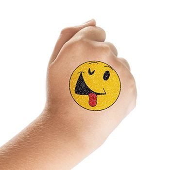 Glitter Smiley Face with Tongue Out Design Water Transfer Temporary Tattoo(fake Tattoo) Stickers NO.13123