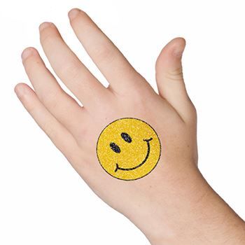 Glitter Traditional Smiley Face Design Water Transfer Temporary Tattoo(fake Tattoo) Stickers NO.13125