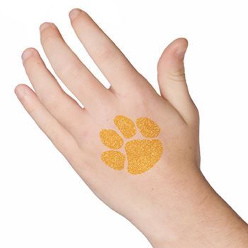 Glitter Yellow Paw Print Design Water Transfer Temporary Tattoo(fake Tattoo) Stickers NO.14984