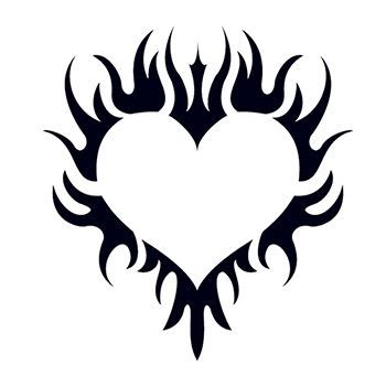 Small-Glow in the Dark Flaming Heart Design Water Transfer Temporary Tattoo(fake Tattoo) Stickers NO.14443