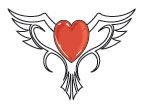Glow in the Dark Heart with Wings Design Water Transfer Temporary Tattoo(fake Tattoo) Stickers NO.14417