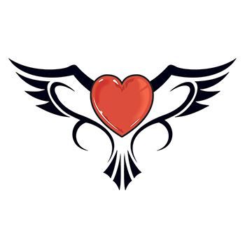 Heart Flying with Wings Design Water Transfer Temporary Tattoo(fake Tattoo) Stickers NO.12212