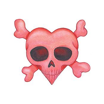 Heart Skull and Crossbones Design Water Transfer Temporary Tattoo(fake Tattoo) Stickers NO.12414