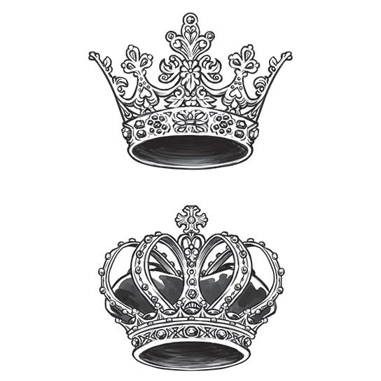 King & Queen Crowns Design Water Transfer Temporary Tattoo(fake Tattoo) Stickers NO.13452