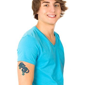 Mythical Blue Scaly Dragon Design Water Transfer Temporary Tattoo(fake Tattoo) Stickers NO.12012