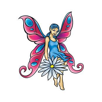 Mythical Pink and Blue Fairy Design Water Transfer Temporary Tattoo(fake Tattoo) Stickers NO.11924