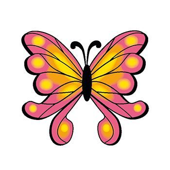 Orange and Pink Butterfly Design Water Transfer Temporary Tattoo(fake Tattoo) Stickers NO.13763