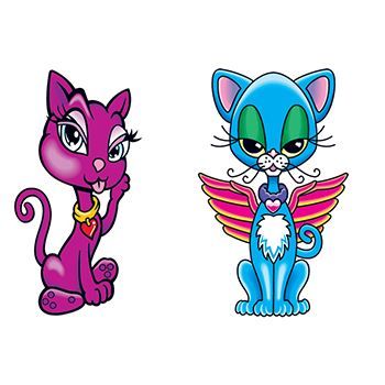 Pair of Kittens Design Water Transfer Temporary Tattoo(fake Tattoo) Stickers NO.13568