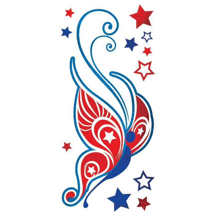 Patriotic Metallic Butterfly Design Water Transfer Temporary Tattoo(fake Tattoo) Stickers NO.12833