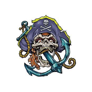 Pirate Skull and Anchor Design Water Transfer Temporary Tattoo(fake Tattoo) Stickers NO.13261