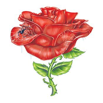 Rose with Spider Design Water Transfer Temporary Tattoo(fake Tattoo) Stickers NO.13286