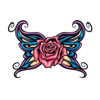 Rose with Tribal Wings Design Water Transfer Temporary Tattoo(fake Tattoo) Stickers NO.13801