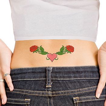 Roses and Heart Lower Back Design Water Transfer Temporary Tattoo(fake Tattoo) Stickers NO.12483
