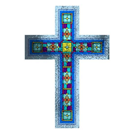Stained Glass Cross Design Water Transfer Temporary Tattoo(fake Tattoo) Stickers NO.12400