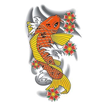 Traditional Orange Koi Fish Design Water Transfer Temporary Tattoo(fake Tattoo) Stickers NO.11863