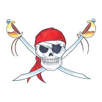 Traditional Pirate Skull Design Water Transfer Temporary Tattoo(fake Tattoo) Stickers NO.13308