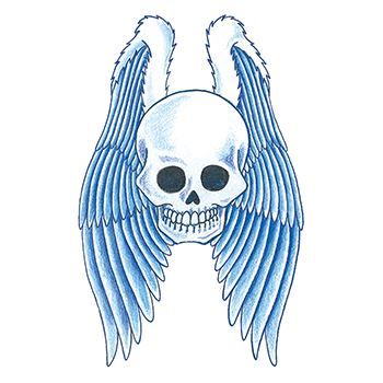 Traditional Skull with Wings Design Water Transfer Temporary Tattoo(fake Tattoo) Stickers NO.13315
