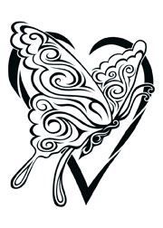 Tribal Butterfly Heart Design Water Transfer Temporary Tattoo(fake Tattoo) Stickers NO.12203