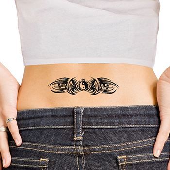 Tribal Duality Lower Back Design Water Transfer Temporary Tattoo(fake Tattoo) Stickers NO.12486