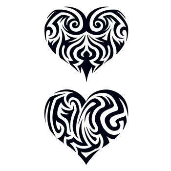 Tribal Filled In Hearts Design Water Transfer Temporary Tattoo(fake Tattoo) Stickers NO.12159