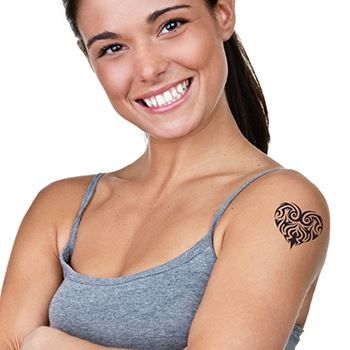 Tribal Filled In Hearts Design Water Transfer Temporary Tattoo(fake Tattoo) Stickers NO.12159