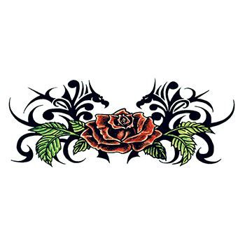 Tribal Small Rose Back Design Water Transfer Temporary Tattoo(fake Tattoo) Stickers NO.12472