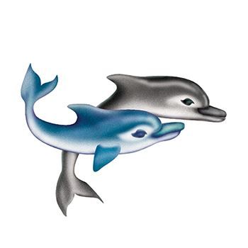 Two Dolphins Design Water Transfer Temporary Tattoo(fake Tattoo) Stickers NO.13597