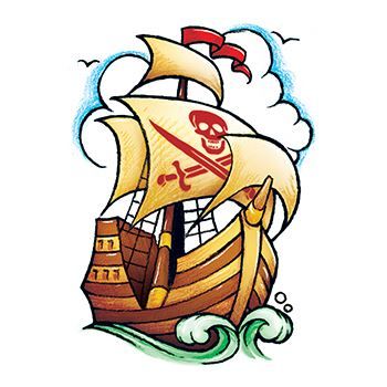 Vintage Pirate Ship Design Water Transfer Temporary Tattoo(fake Tattoo) Stickers NO.13276