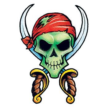 Vintage Pirate Skull and Crossbones Design Water Transfer Temporary Tattoo(fake Tattoo) Stickers NO.13278