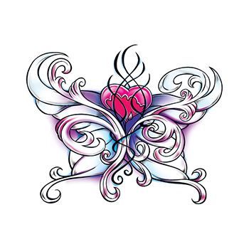 Wicked Midnight Heart Butterfly Design Water Transfer Temporary Tattoo(fake Tattoo) Stickers NO.13762