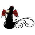 Winged Goth Girl with Devil Horns Design Water Transfer Temporary Tattoo(fake Tattoo) Stickers NO.13260
